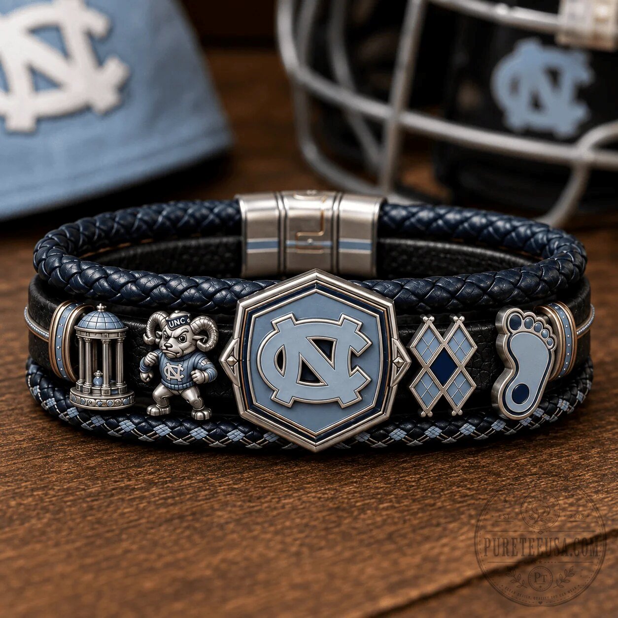 North Carolina Tar Heels Braided Leather Bracelet Set for Son, "You Are Never Walking Alone" 8 North Carolina Tar Heels Braided Leather Bracelet Set for Son, "You Are Never Walking Alone"