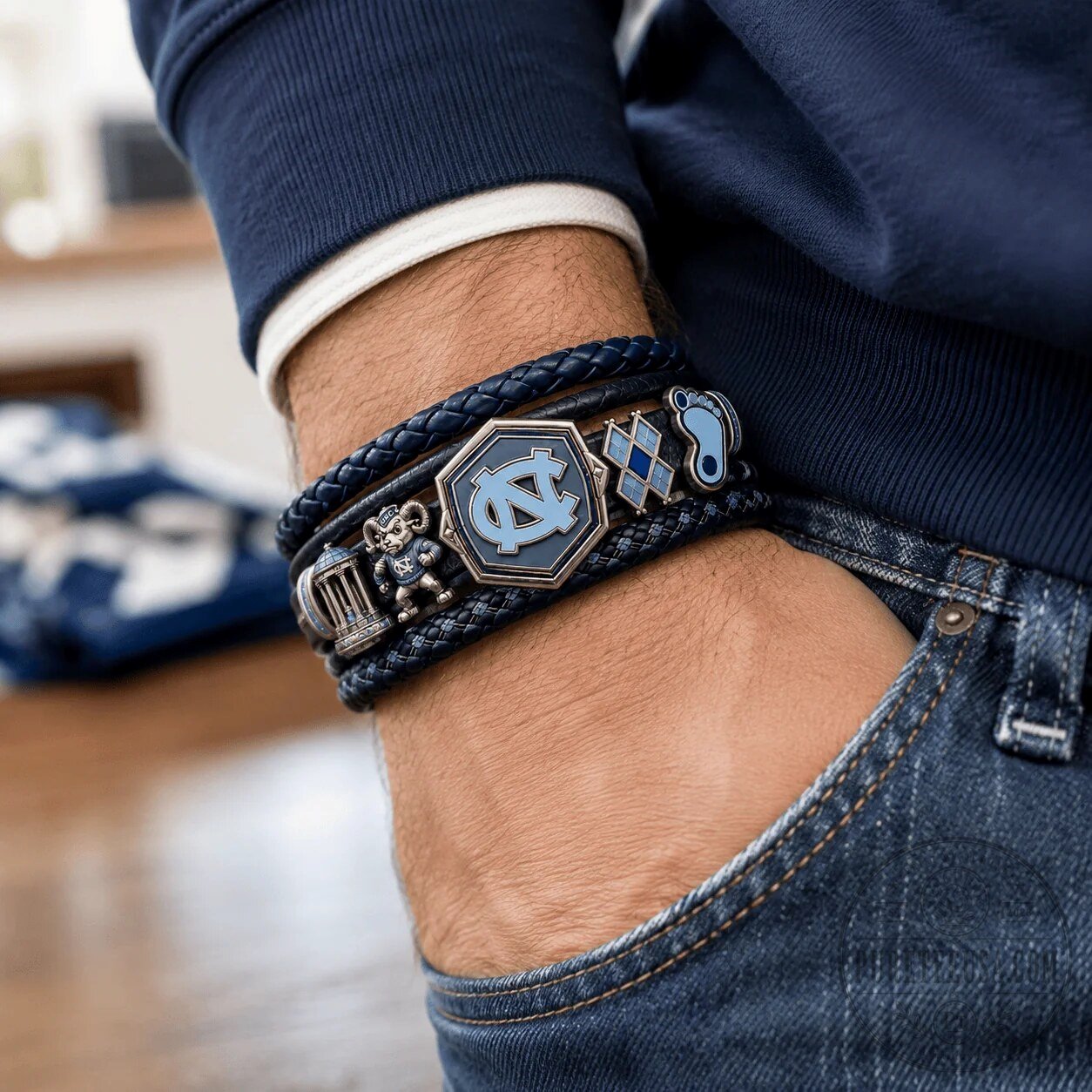 North Carolina Tar Heels Braided Leather Bracelet Set for Son, "You Are Never Walking Alone" 9 North Carolina Tar Heels Braided Leather Bracelet Set for Son, "You Are Never Walking Alone"