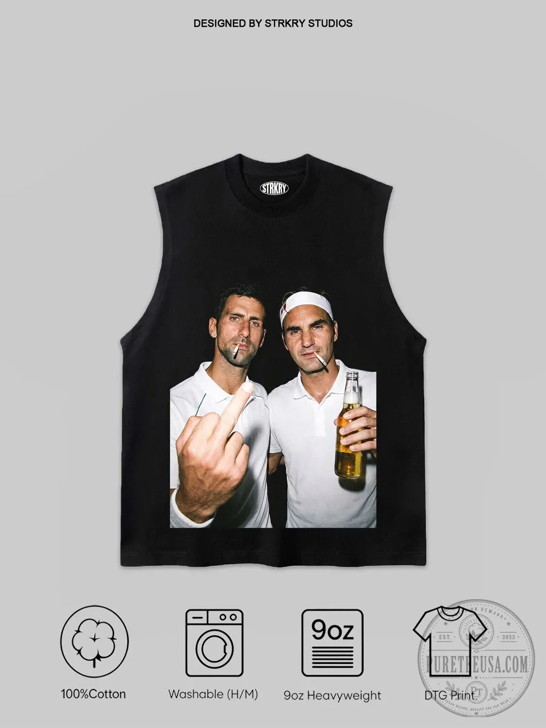 Novak Djokovic and Roger Federer Smoking Beer Funny Black Tank Top 1 Novak Djokovic and Roger Federer Smoking Beer Funny Black Tank Top