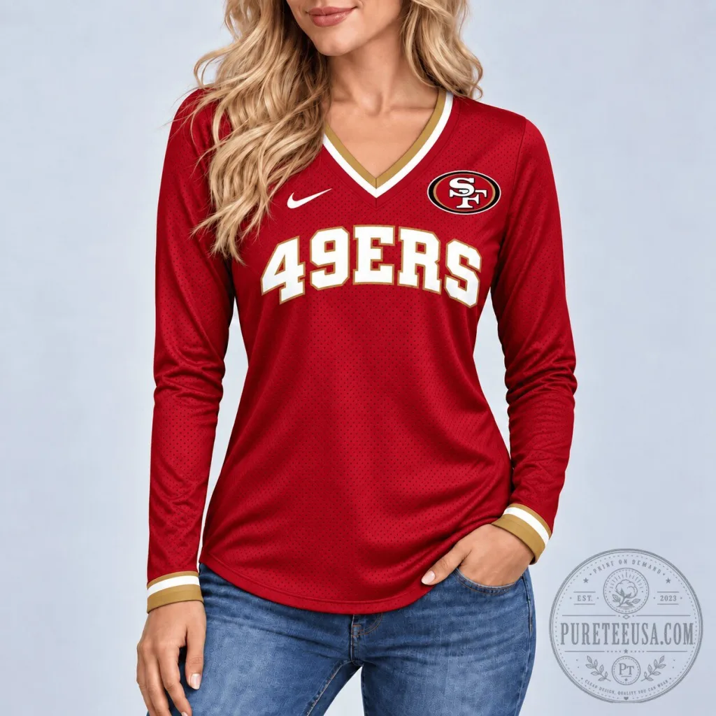San Francisco 49ers Women's Red Long Sleeve Game Day Jersey San Francisco 49ers Women's Red Long Sleeve Game Day Jersey