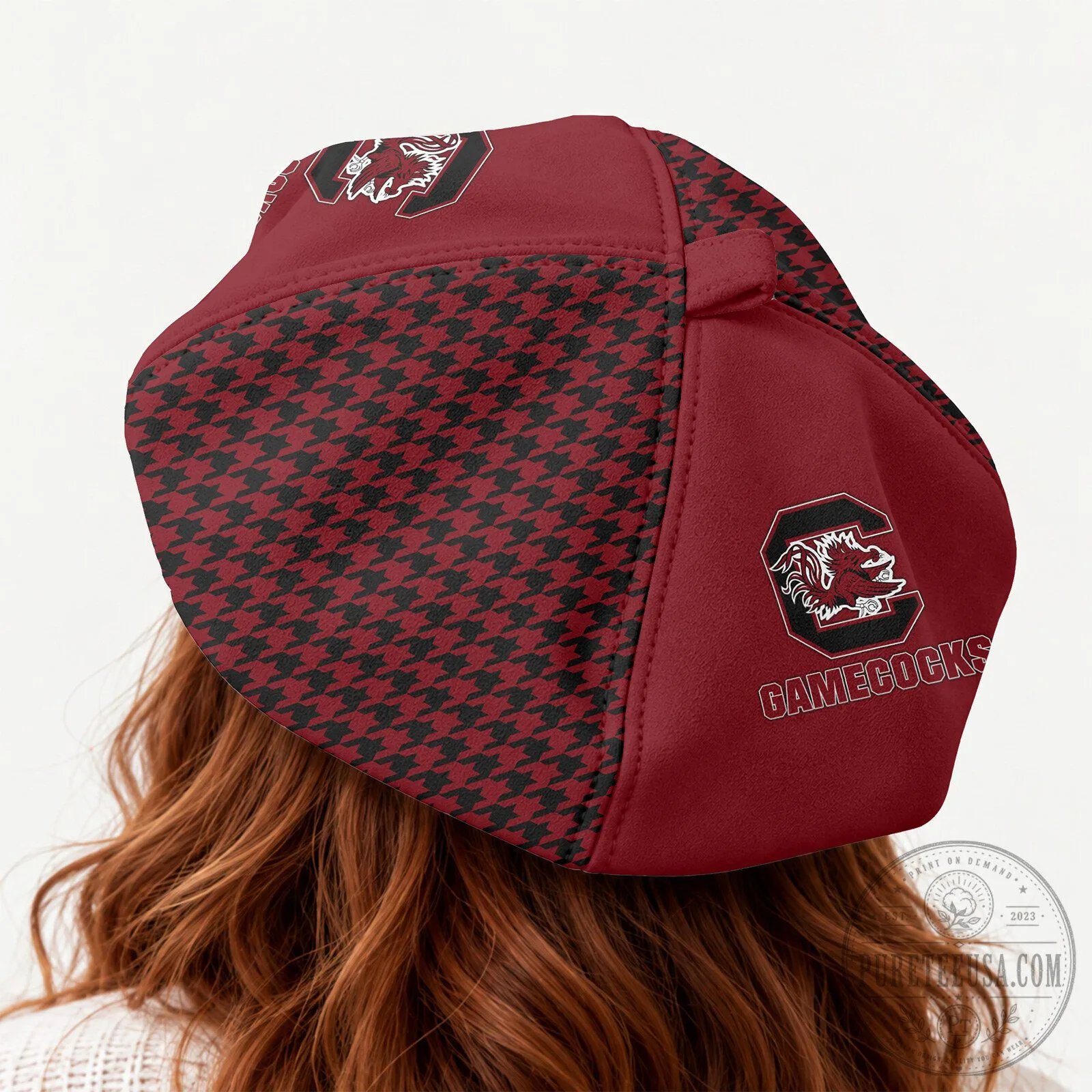South Carolina Gamecocks Custom Name Houndstooth Beret Hat 10 South Carolina Gamecocks Custom Name Houndstooth Beret Hat