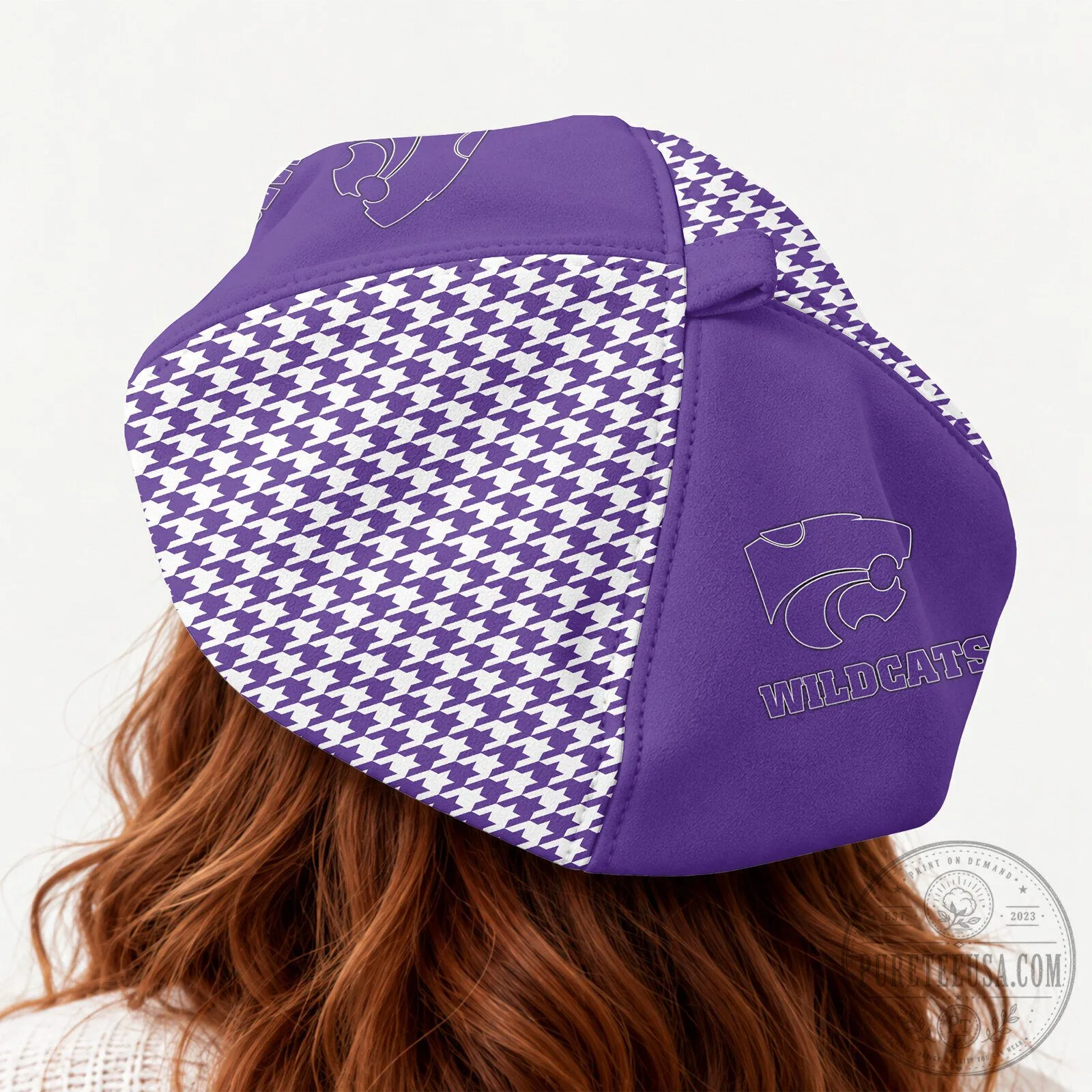 Kansas State Wildcats Houndstooth Custom Name Beret Hat 10 Kansas State Wildcats Houndstooth Custom Name Beret Hat