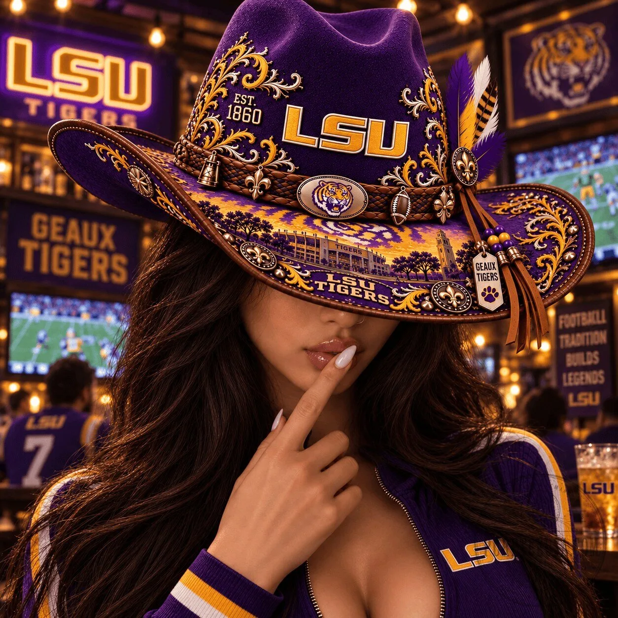 Louisiana State University Tigers Ornate Western Cowboy Hat 7 Louisiana State University Tigers Ornate Western Cowboy Hat