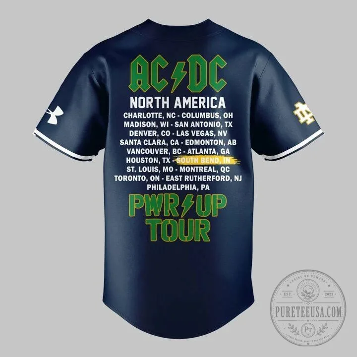 2026 Baseball Jersey Featuring AC/DC Power Up Tour for Notre Dame Football 11 2026 Baseball Jersey Featuring AC/DC Power Up Tour for Notre Dame Football