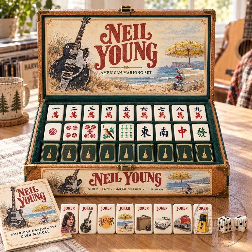 Neil Young American Mahjong Set with 160 Tiles and Storage Organizer Neil Young American Mahjong Set with 160 Tiles and Storage Organizer