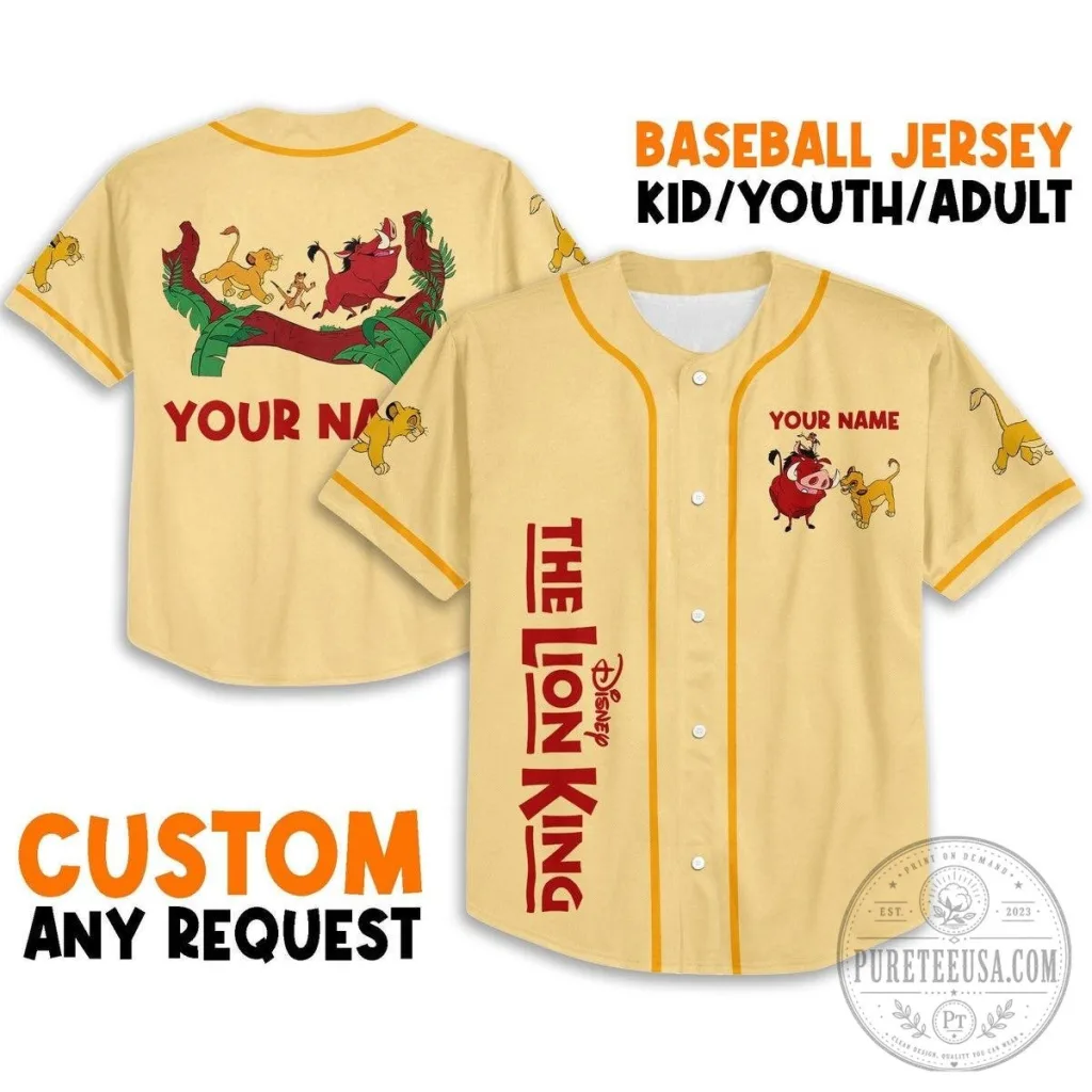 Disney The Lion King Simba Timon Pumbaa Baseball Jersey Disney The Lion King Simba Timon Pumbaa Baseball Jersey