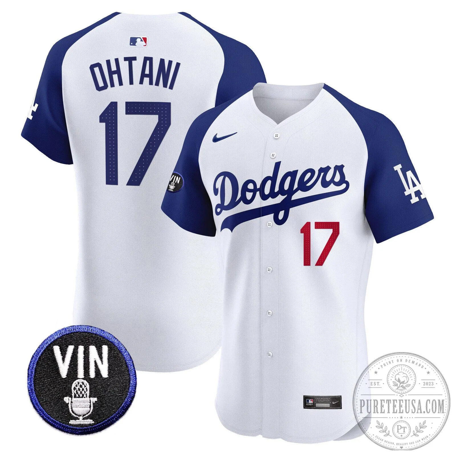 Los Angeles Dodgers Shohei Ohtani Number 17 Vin Scully Patch Baseball Jersey 64 Los Angeles Dodgers Shohei Ohtani Number 17 Vin Scully Patch Baseball Jersey
