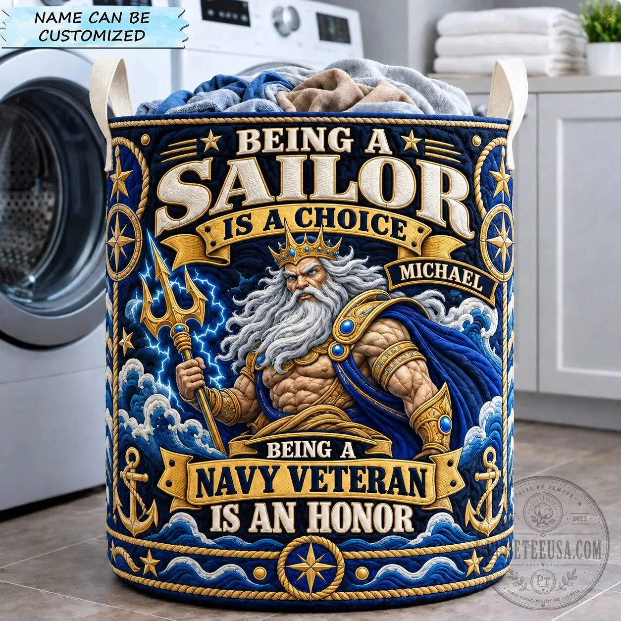 Navy Veteran Sailor Is An Honor Personalized Laundry Basket