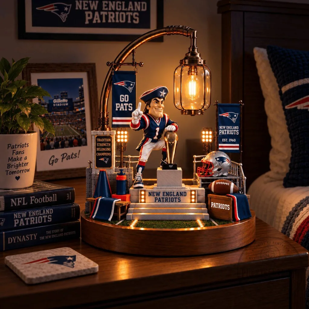 New England Patriots Mascot Football Team Bedside Table Lamp New England Patriots Mascot Football Team Bedside Table Lamp
