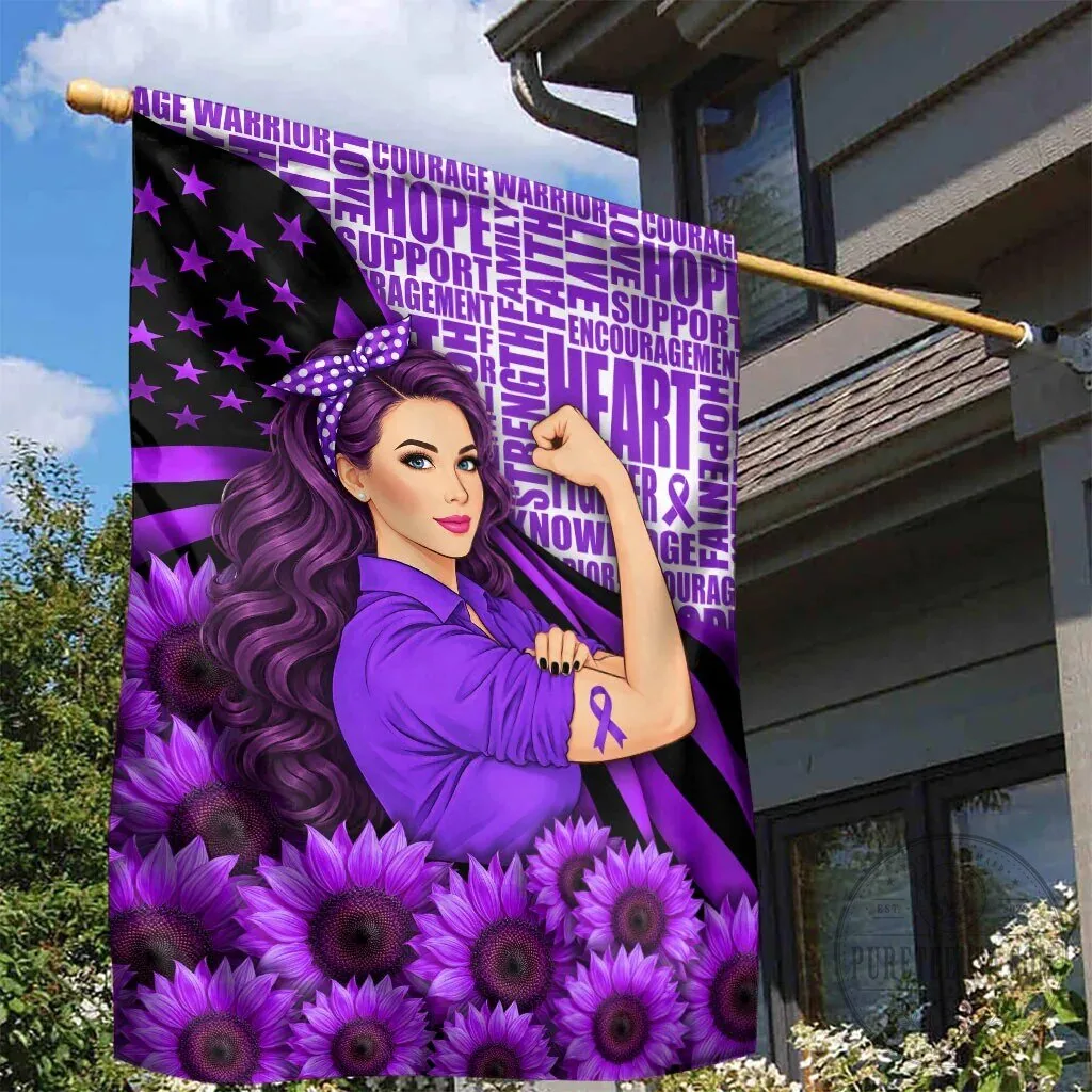 Domestic Violence Awareness Strong Woman Purple Ribbon Sunflower Flag 10 Domestic Violence Awareness Strong Woman Purple Ribbon Sunflower Flag