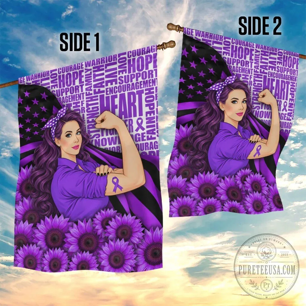 Domestic Violence Awareness Strong Woman Purple Ribbon Sunflower Flag 11 Domestic Violence Awareness Strong Woman Purple Ribbon Sunflower Flag