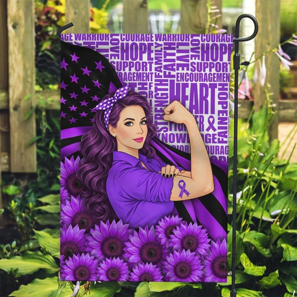 Domestic Violence Awareness Strong Woman Purple Ribbon Sunflower Flag 12 Domestic Violence Awareness Strong Woman Purple Ribbon Sunflower Flag