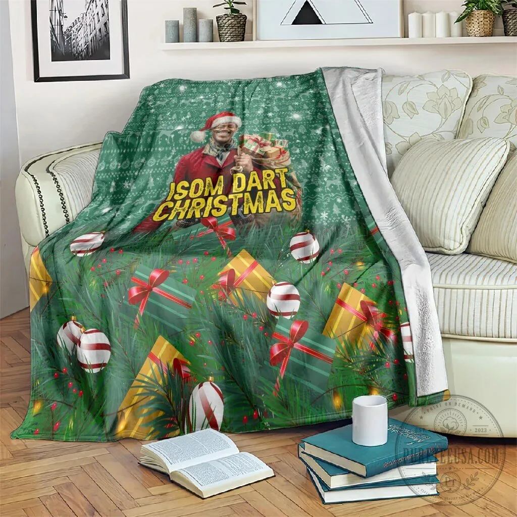 Isom Dart Christmas Cowboy Western Holiday Reindeer Fleece Blanket