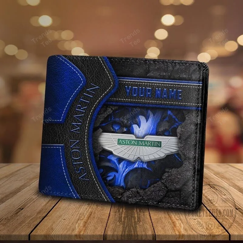 Aston Martin Blue Flame Personalized Leather Wallet