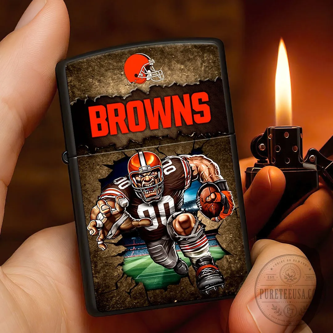 Cleveland Browns Football Team Mascot Design Black Matte Zippo Lighter