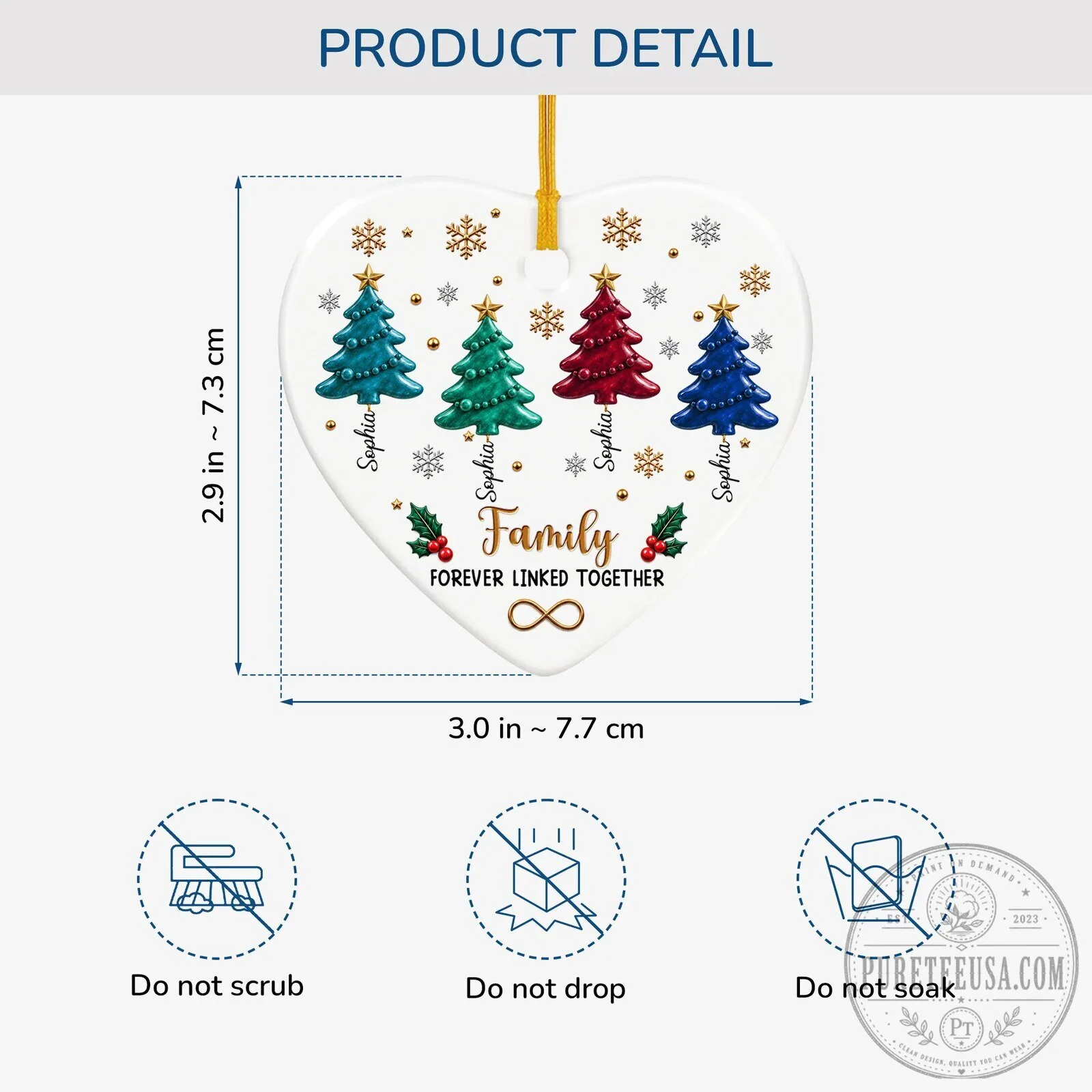 Personalized Family Christmas Tree Heart Ornament - Forever Linked Together Sibling Gift 13 Personalized Family Christmas Tree Heart Ornament - Forever Linked Together Sibling Gift