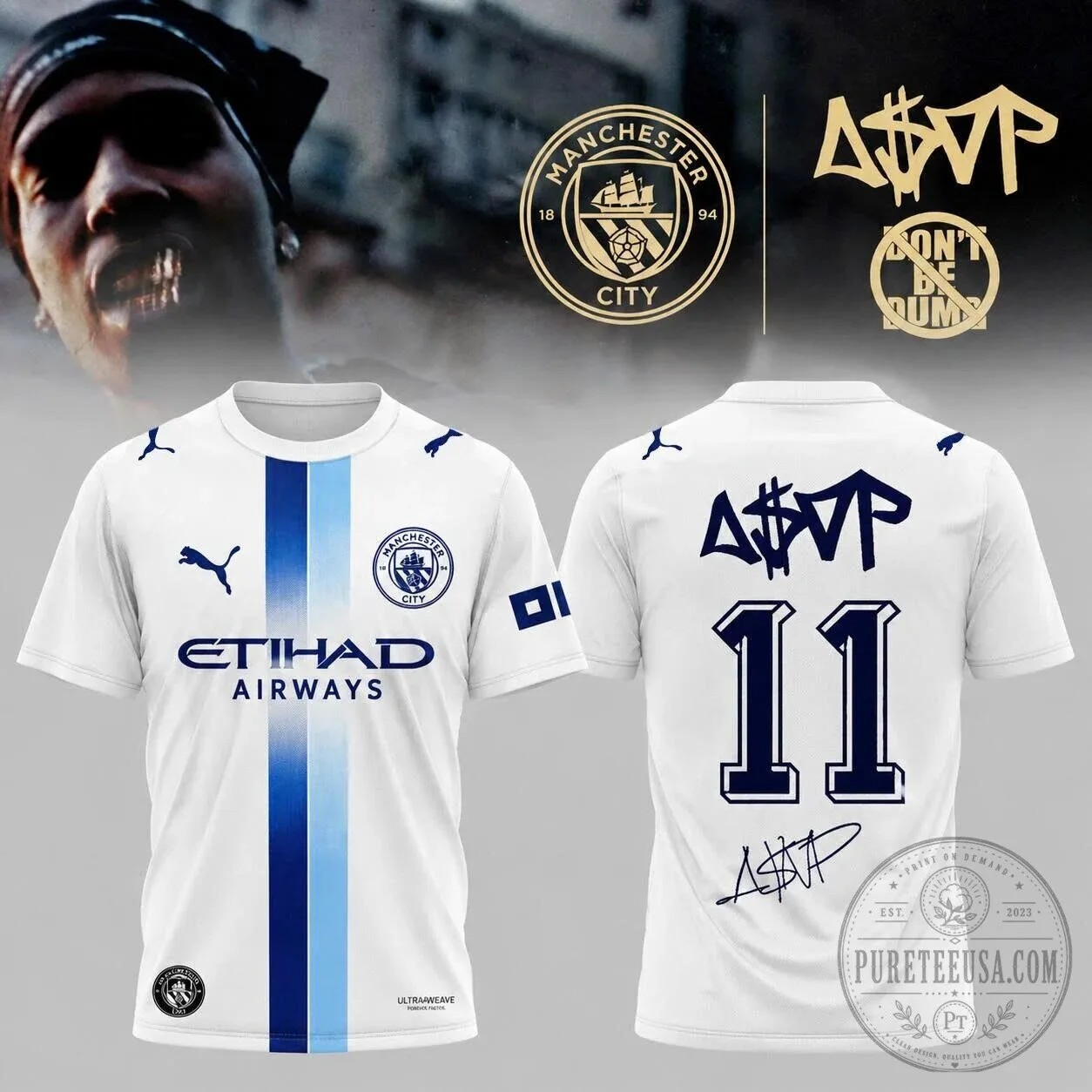 Manchester City FC Limited Edition Jersey Signed by A$AP Rocky