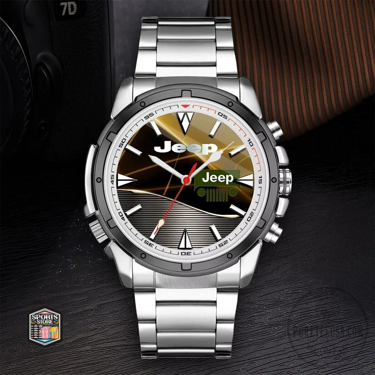 Jeep Logo Elegant Fashion Design Men's Stainless Steel Wrist Watch