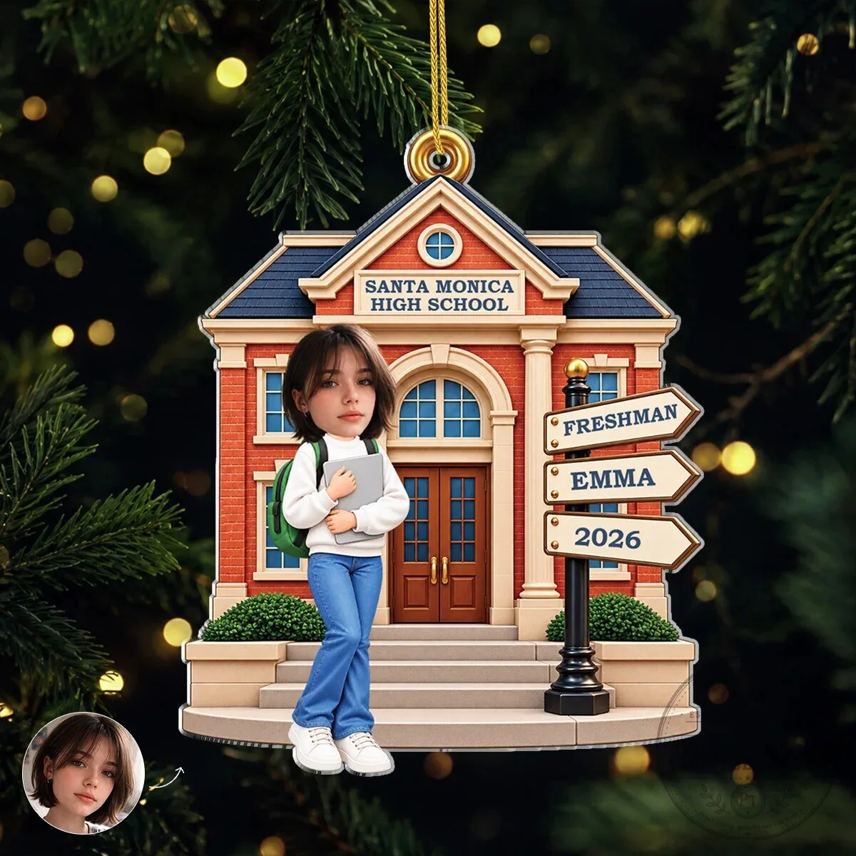 Personalized Freshman High School Student Acrylic Christmas Tree Ornament 6 Personalized Freshman High School Student Acrylic Christmas Tree Ornament