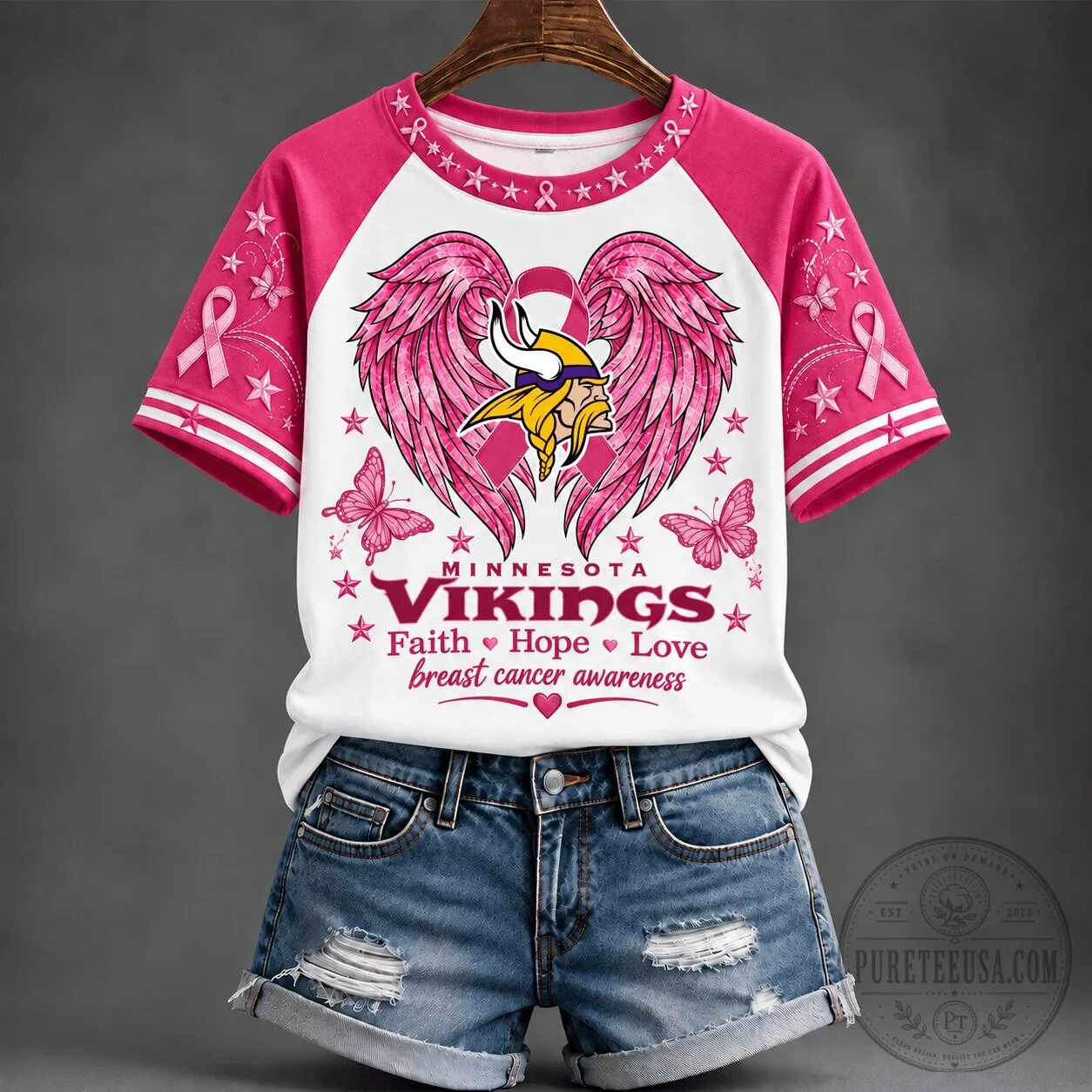 Minnesota Vikings Faith Hope Love Breast Cancer Awareness T-Shirt