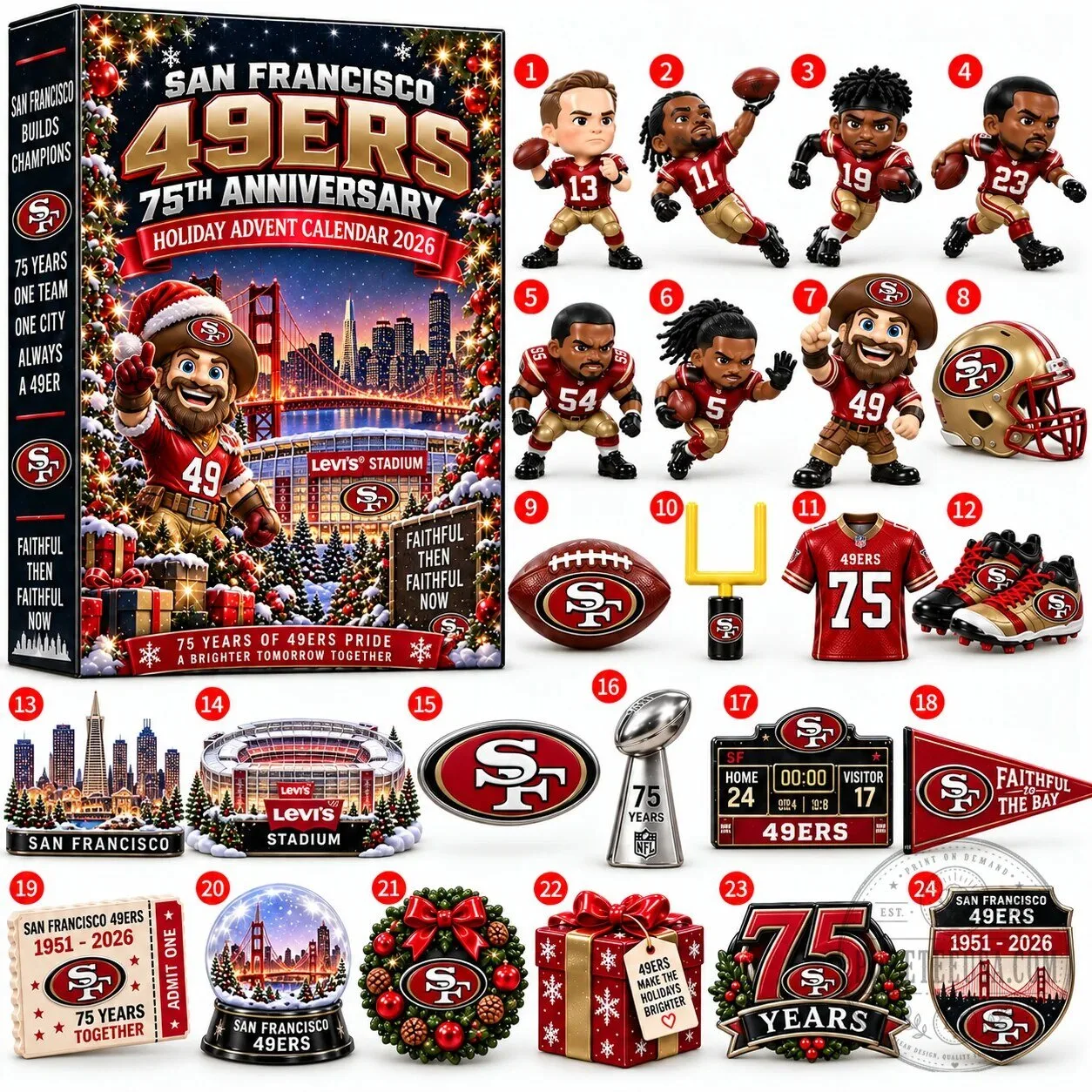 San Francisco 49ers 75th Anniversary Holiday Advent Calendar 2026