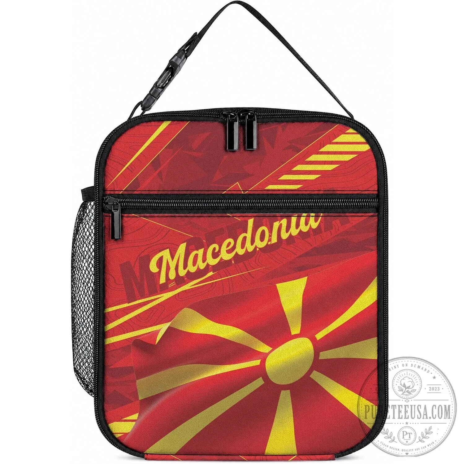 Macedonia Flag Inspired Insulated Lunch Bag for School and Work 3 Macedonia Flag Inspired Insulated Lunch Bag for School and Work