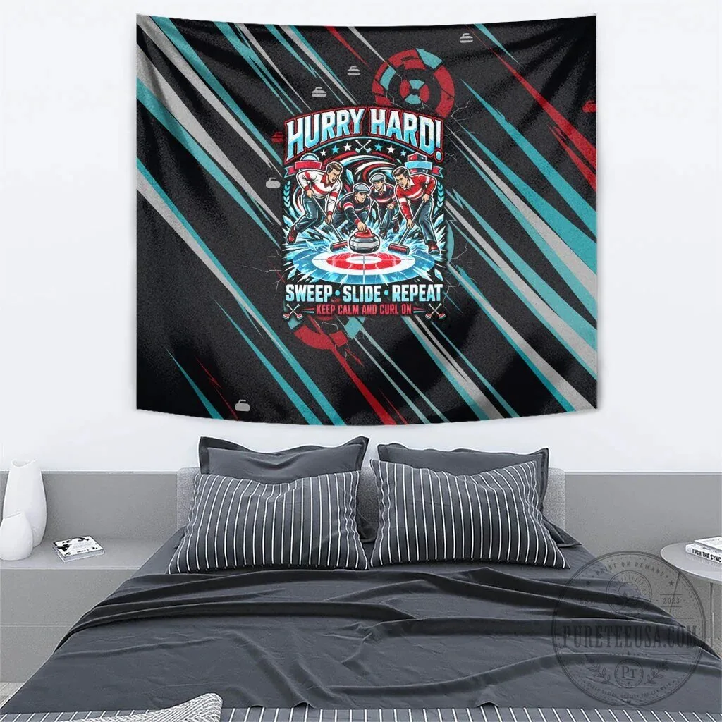 Hurry Hard Curling My House My Rules Vintage Retro Sports Quote Wall Tapestry 9 Hurry Hard Curling My House My Rules Vintage Retro Sports Quote Wall Tapestry