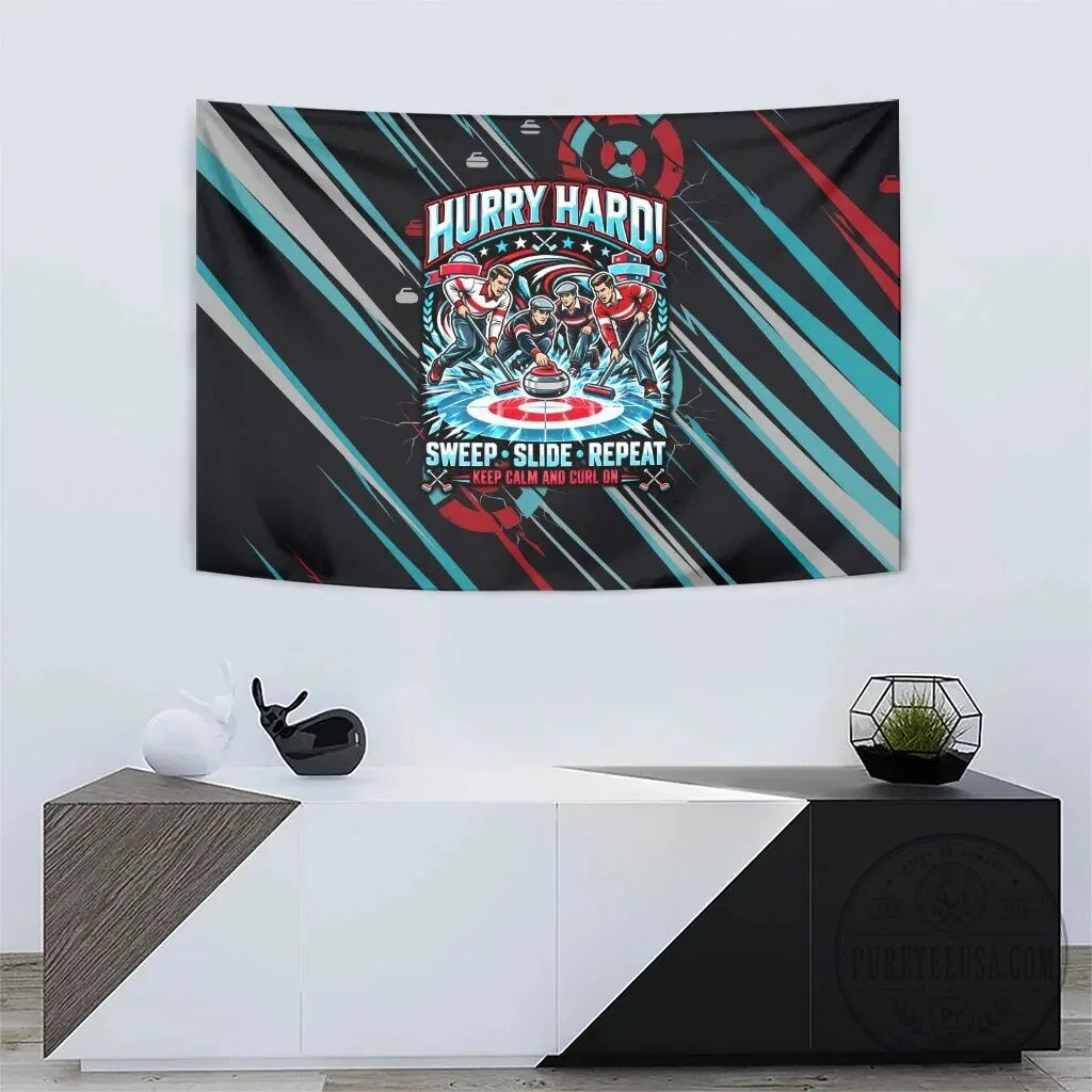 Hurry Hard Curling My House My Rules Vintage Retro Sports Quote Wall Tapestry 10 Hurry Hard Curling My House My Rules Vintage Retro Sports Quote Wall Tapestry
