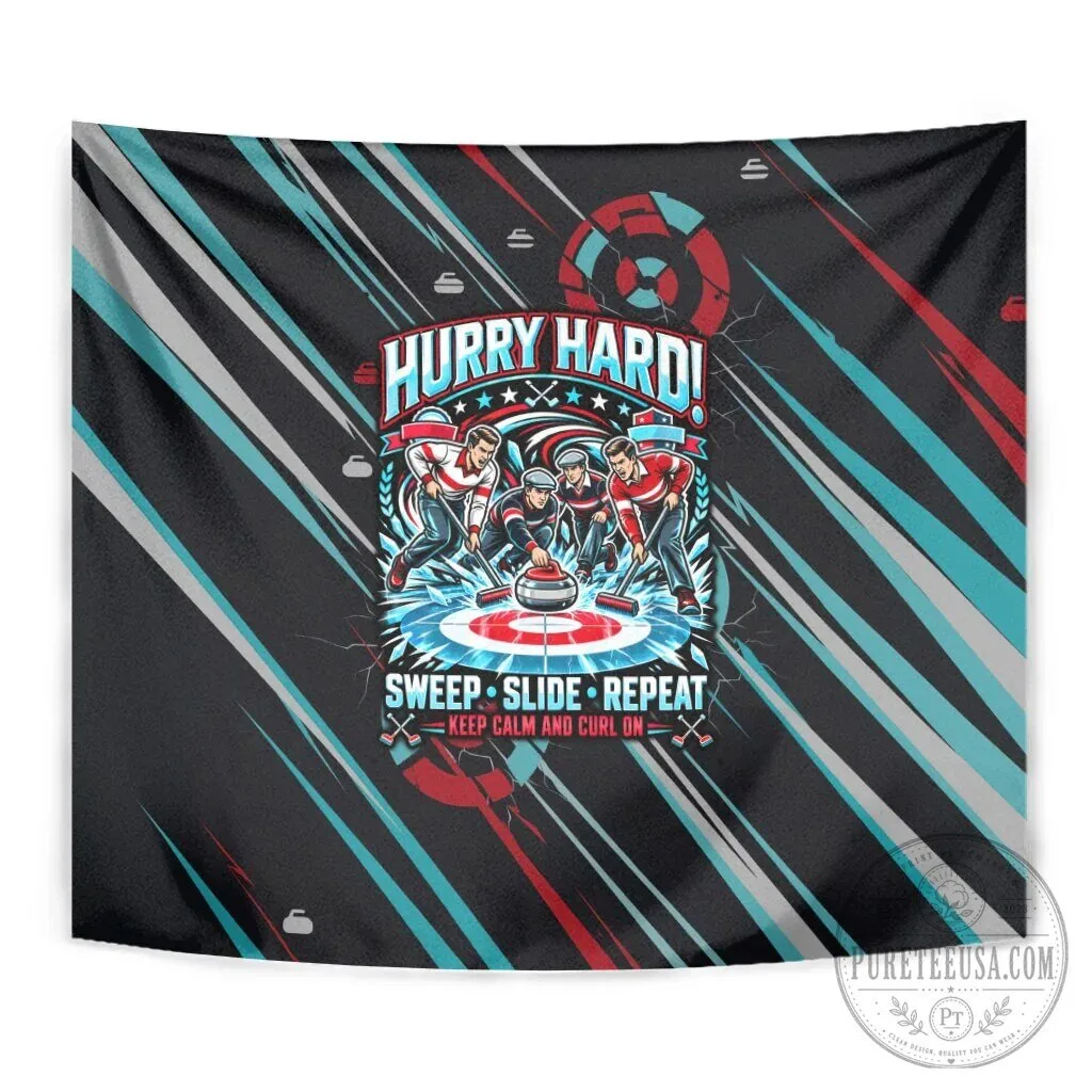 Hurry Hard Curling My House My Rules Vintage Retro Sports Quote Wall Tapestry 13 Hurry Hard Curling My House My Rules Vintage Retro Sports Quote Wall Tapestry