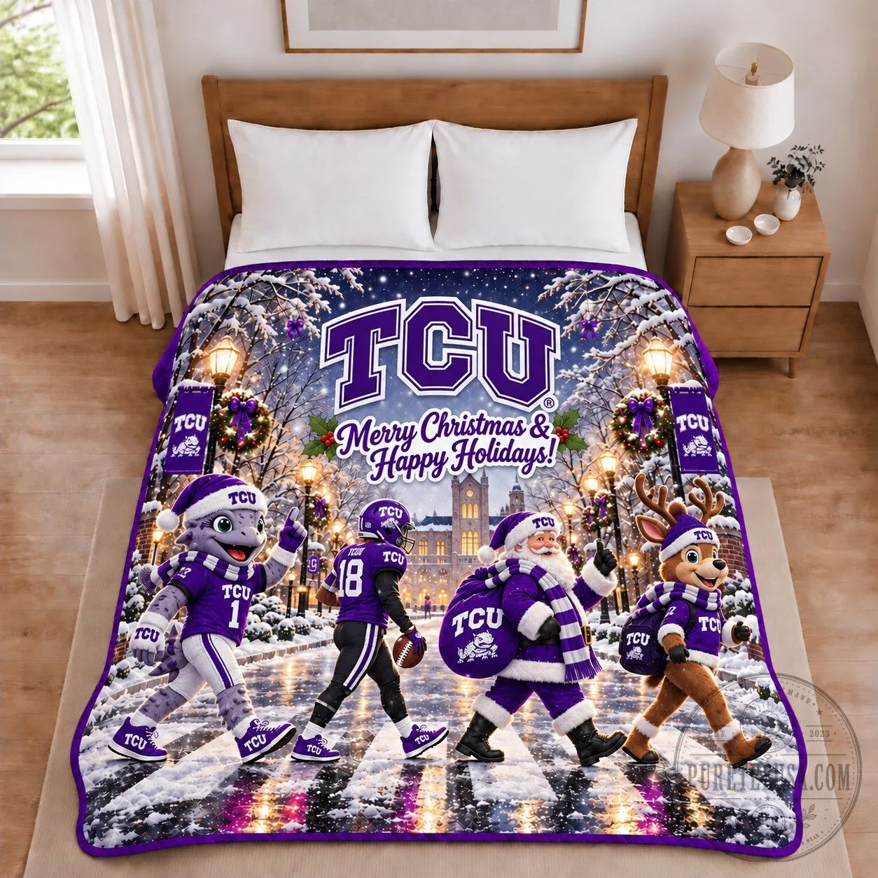 TCU Horned Frogs Christmas Holiday Football Winter Wonderland Blanket 5 TCU Horned Frogs Christmas Holiday Football Winter Wonderland Blanket