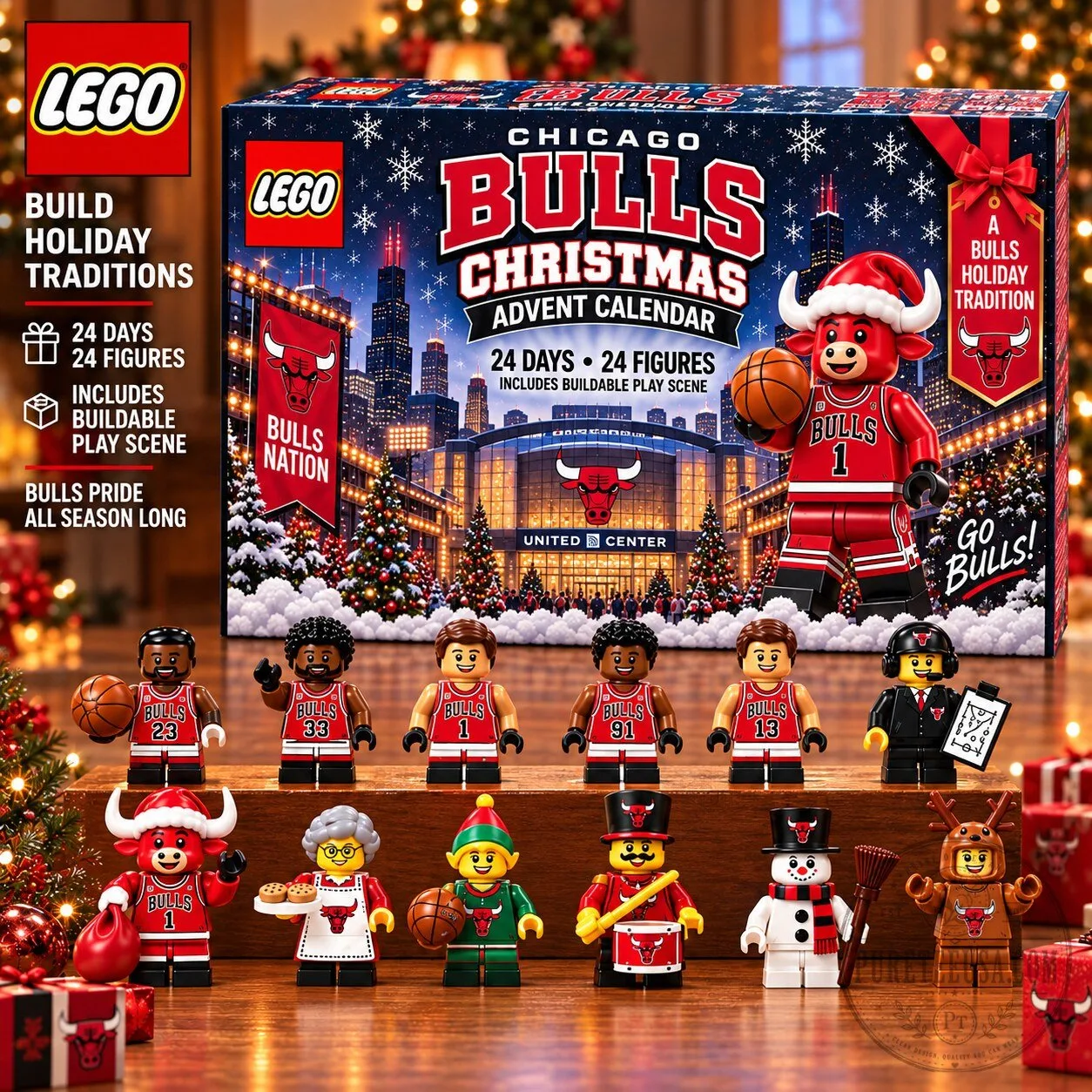 LEGO Chicago Bulls Christmas Advent Calendar with 24 Figures and Play Scene 2 LEGO Chicago Bulls Christmas Advent Calendar with 24 Figures and Play Scene