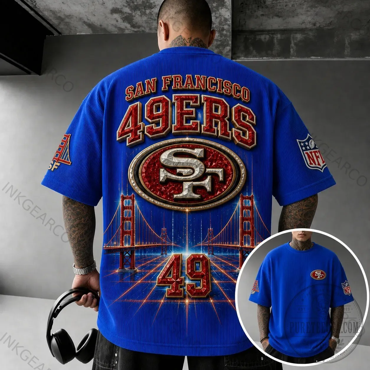 San Francisco 49ers Golden Gate Bridge NFL Football T-Shirt 1 San Francisco 49ers Golden Gate Bridge NFL Football T-Shirt