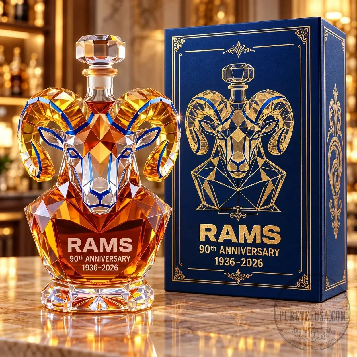 Los Angeles Rams 90th Anniversary Commemorative Crystal Decanter