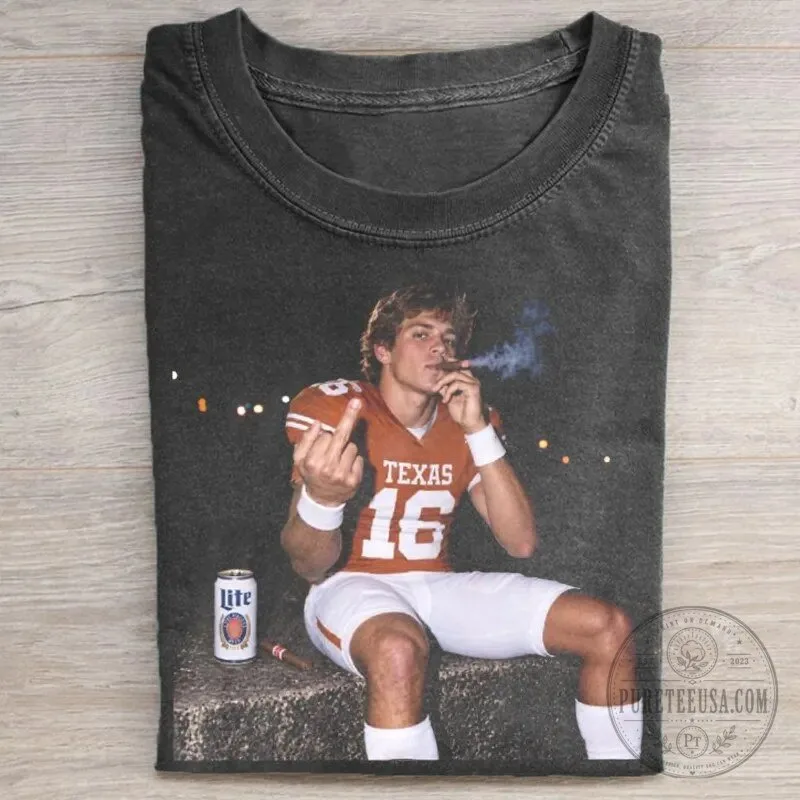 Texas Football Quinn Ewers Middle Finger Vintage Style T-Shirt