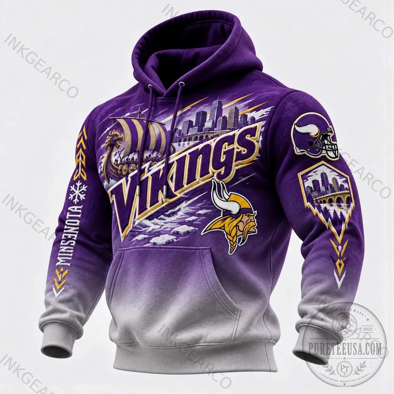 Minnesota Vikings Football Team Sports Fan Graphic Print Hoodie