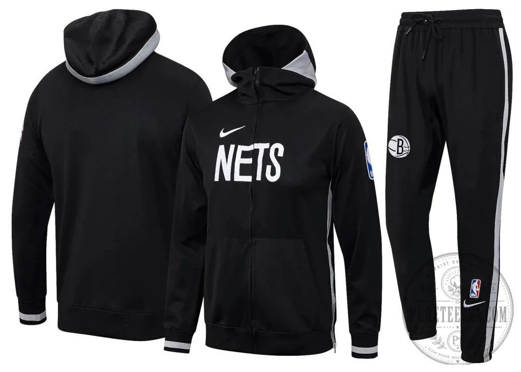 Brooklyn Nets NBA Therma Flex Black Full-Zip Hoodie Tracksuit Brooklyn Nets NBA Therma Flex Black Full-Zip Hoodie Tracksuit