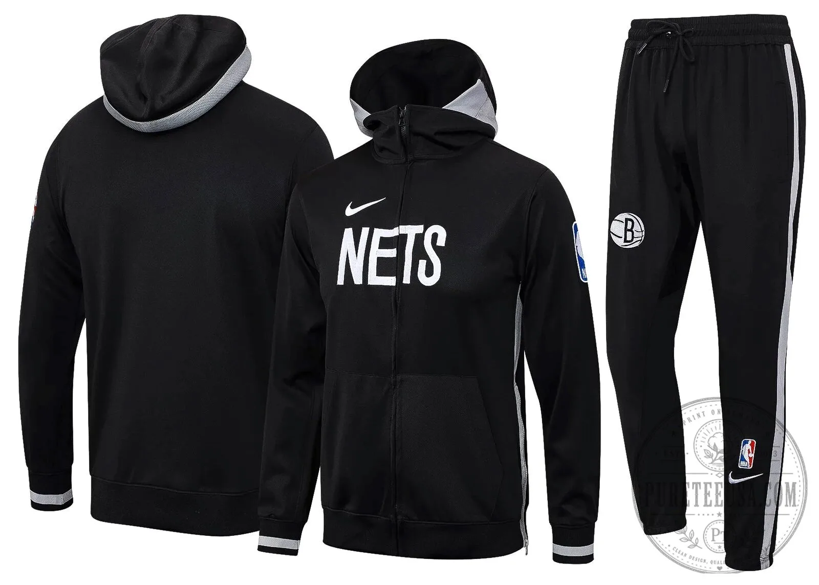 Brooklyn Nets NBA Therma Flex Black Full-Zip Hoodie Tracksuit 5 Brooklyn Nets NBA Therma Flex Black Full-Zip Hoodie Tracksuit