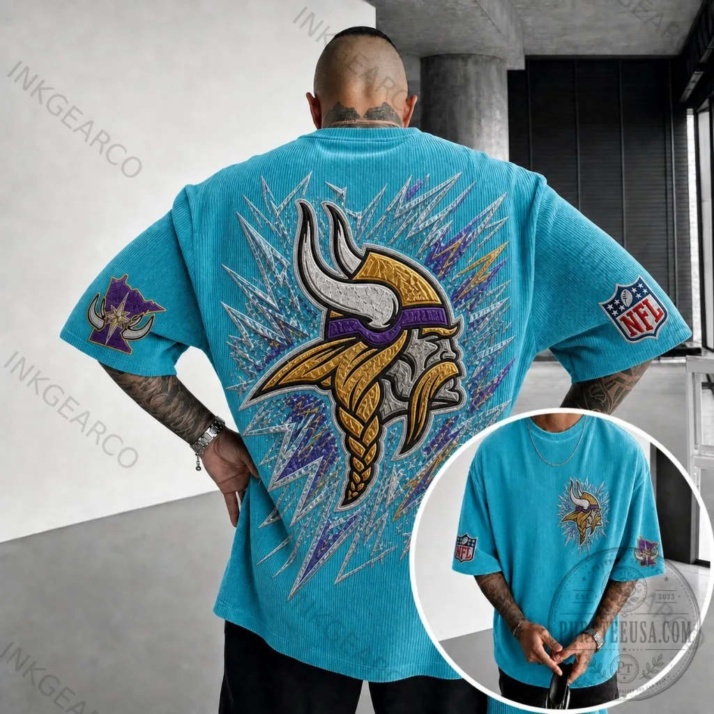 Minnesota Vikings NFL Football Team Logo Corduroy T-Shirt Minnesota Vikings NFL Football Team Logo Corduroy T-Shirt