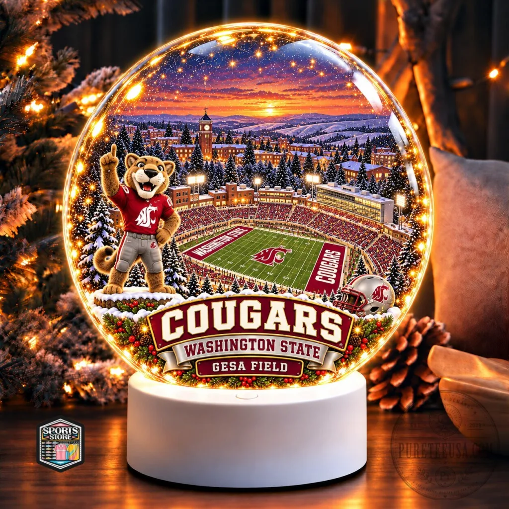 Washington State Cougars GESA Field Light-Up Christmas Winter Snow Globe Washington State Cougars GESA Field Light-Up Christmas Winter Snow Globe