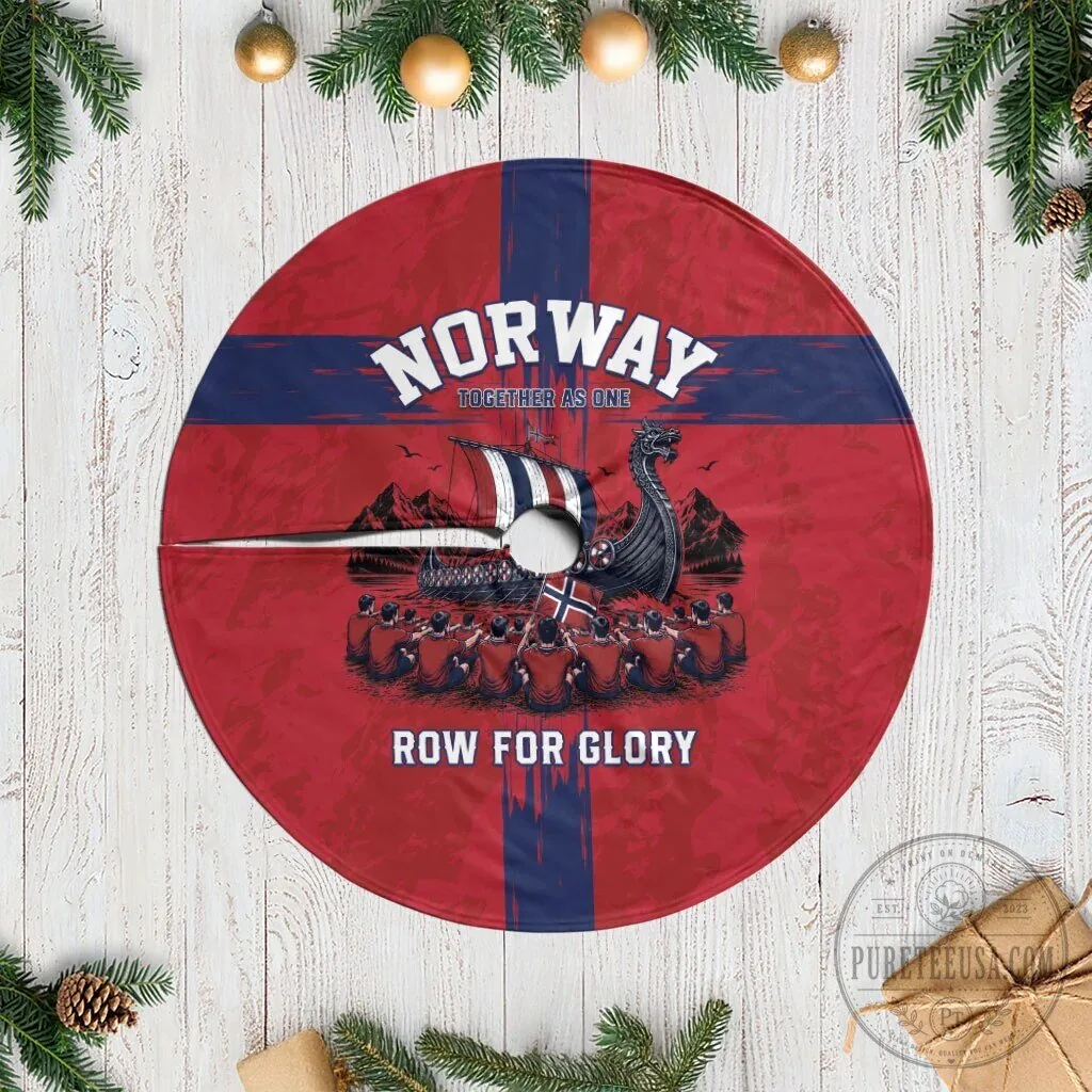 Norway Viking Ship Row For Glory Christmas Tree Skirt