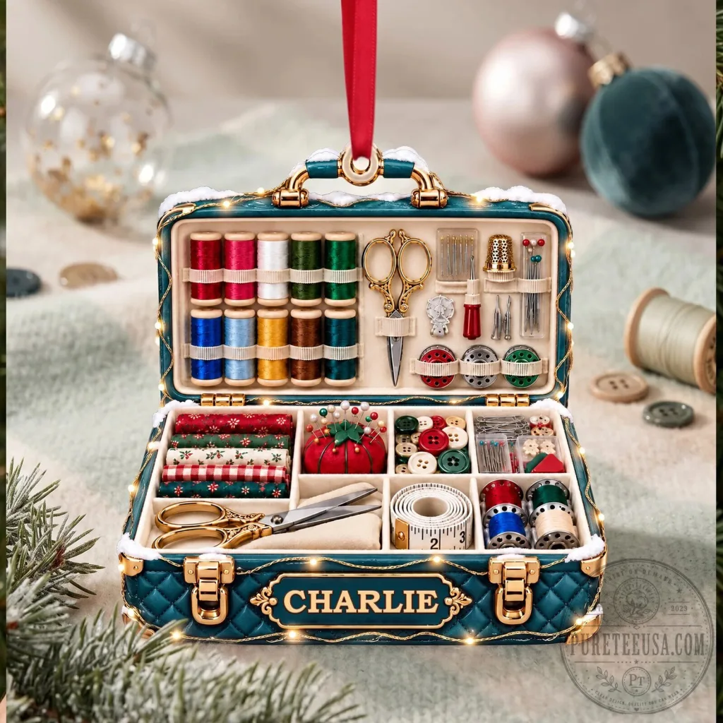 Personalized Sewing Kit Miniature Christmas Tree Ornament Personalized Sewing Kit Miniature Christmas Tree Ornament