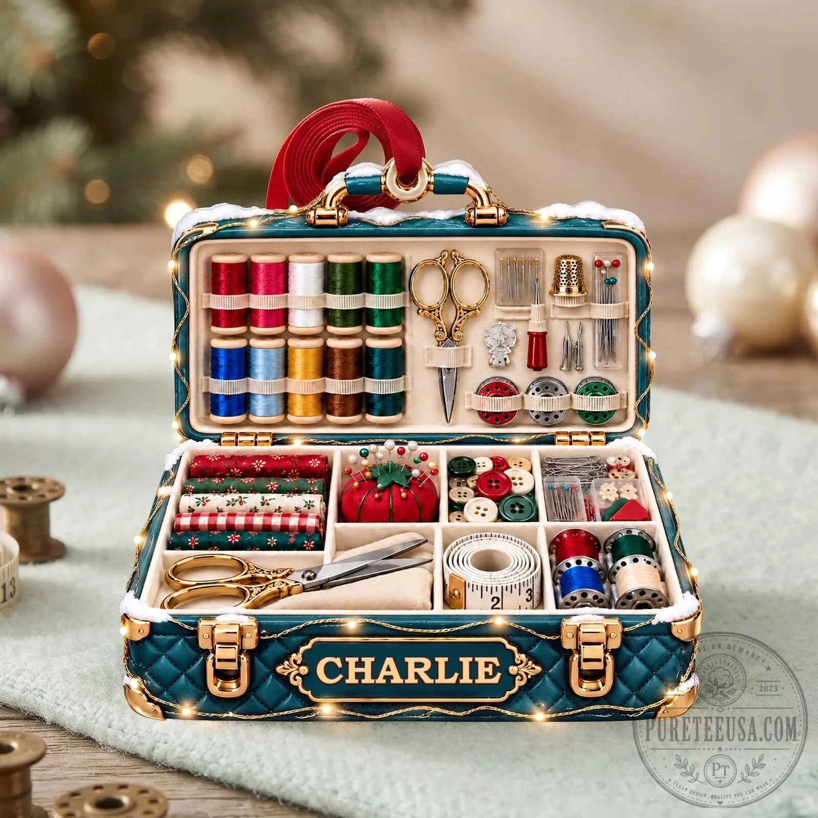 Personalized Sewing Kit Miniature Christmas Tree Ornament 11 Personalized Sewing Kit Miniature Christmas Tree Ornament