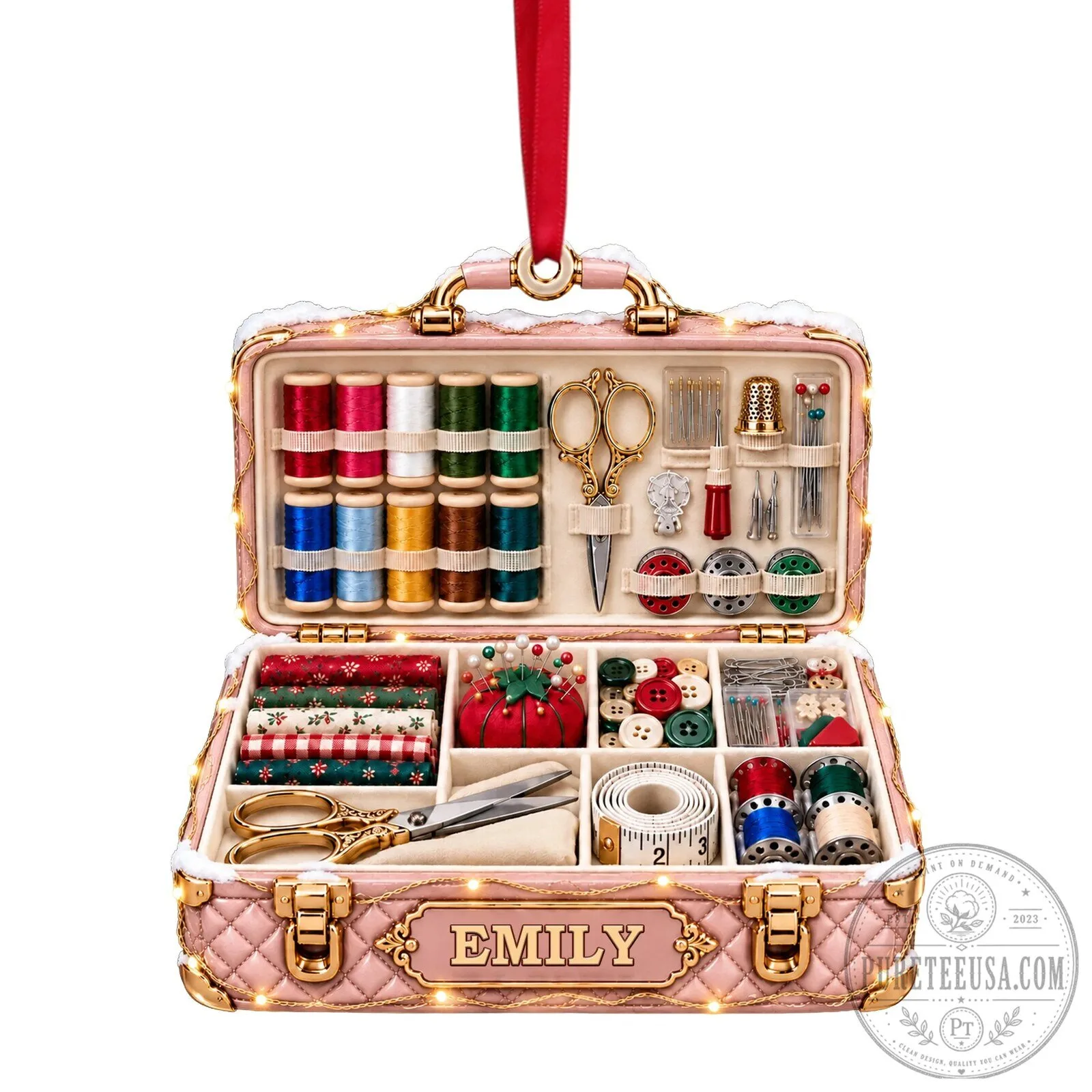 Personalized Sewing Kit Miniature Christmas Tree Ornament 12 Personalized Sewing Kit Miniature Christmas Tree Ornament
