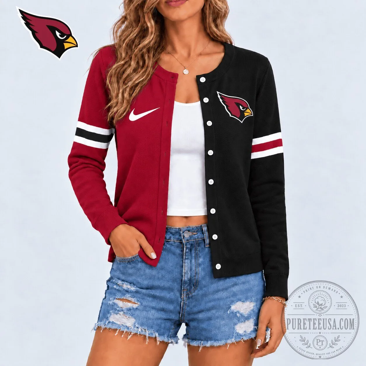 Arizona Cardinals Nike Split Design Women's Cardigan