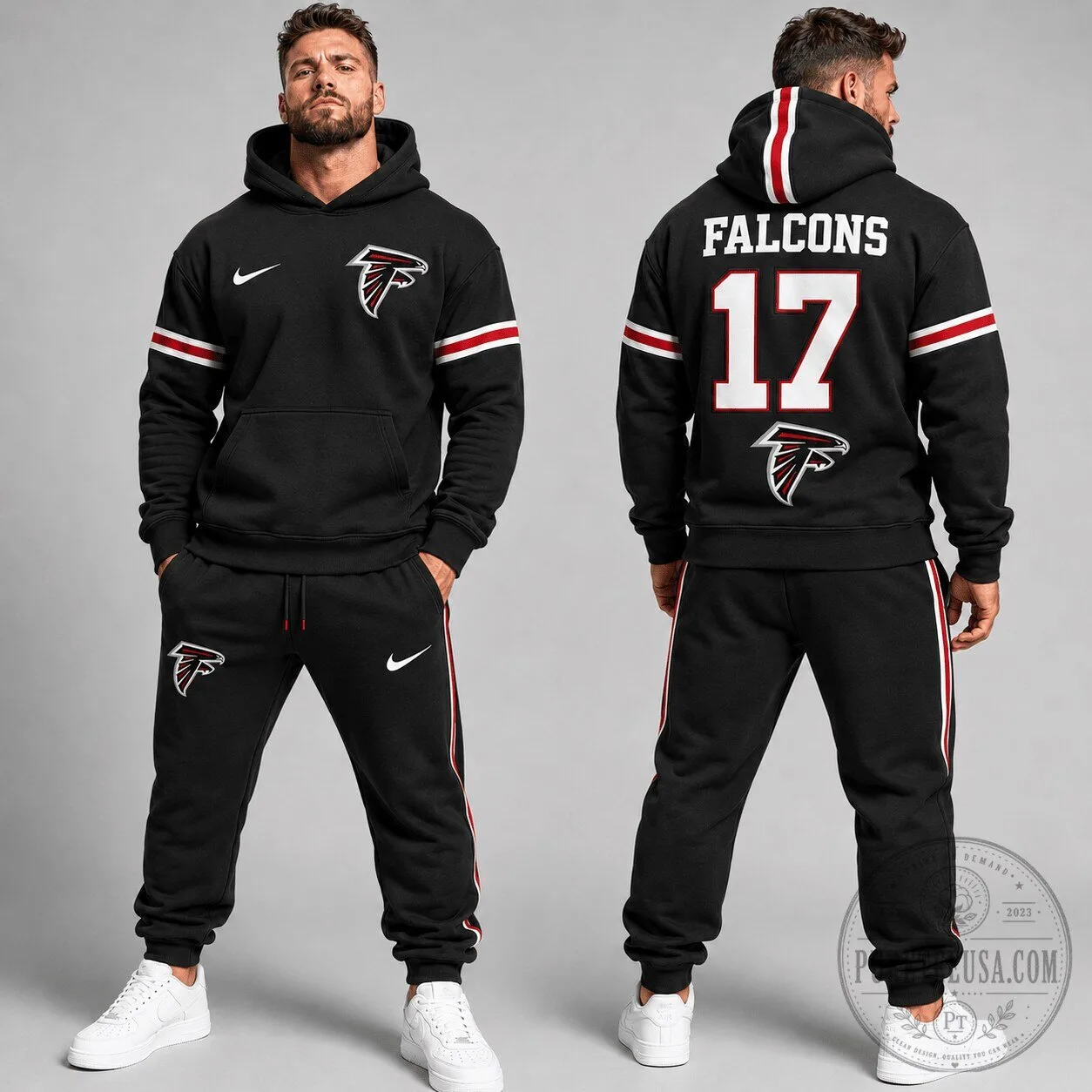 Atlanta Falcons NFL Football Team Black Custom Name Number Hoodie Sweatshirt 4 Atlanta Falcons NFL Football Team Black Custom Name Number Hoodie Sweatshirt