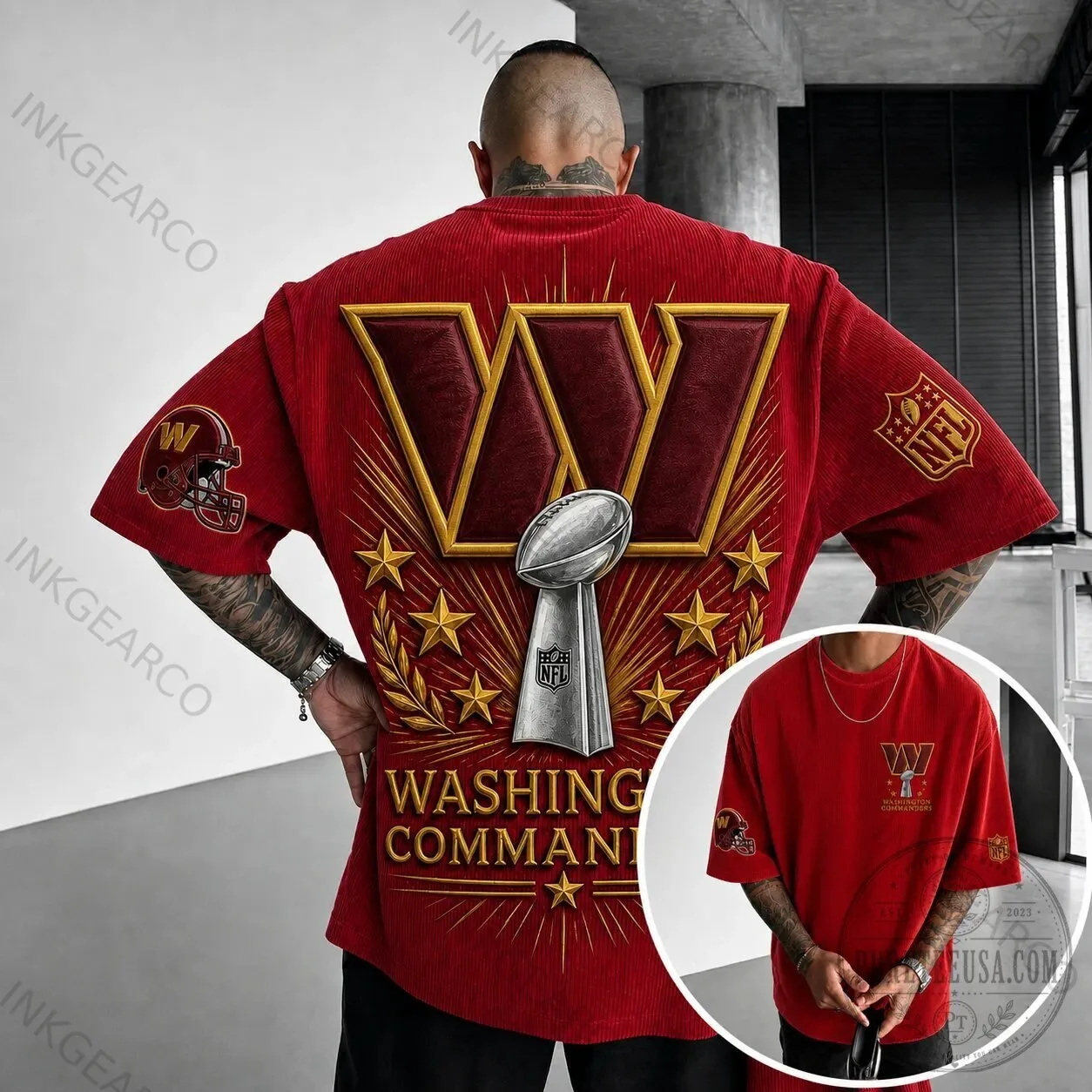 Washington Commanders NFL Super Bowl Champions Red Corduroy T-Shirt