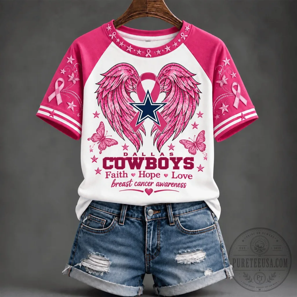 Dallas Cowboys Faith Hope Love Breast Cancer Awareness Pink Ribbon T-Shirt Dallas Cowboys Faith Hope Love Breast Cancer Awareness Pink Ribbon T-Shirt