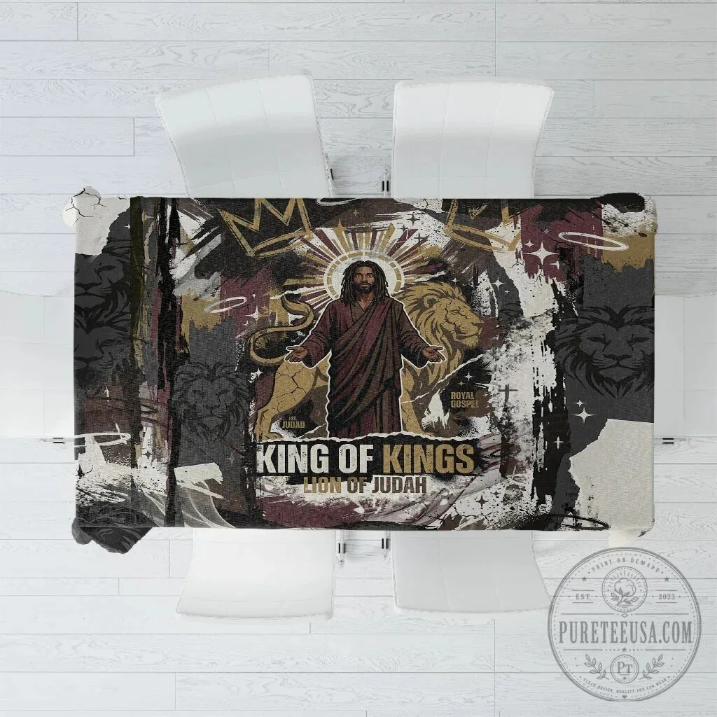 King of Kings Jesus Lion of Judah Religious Faith Tablecloth