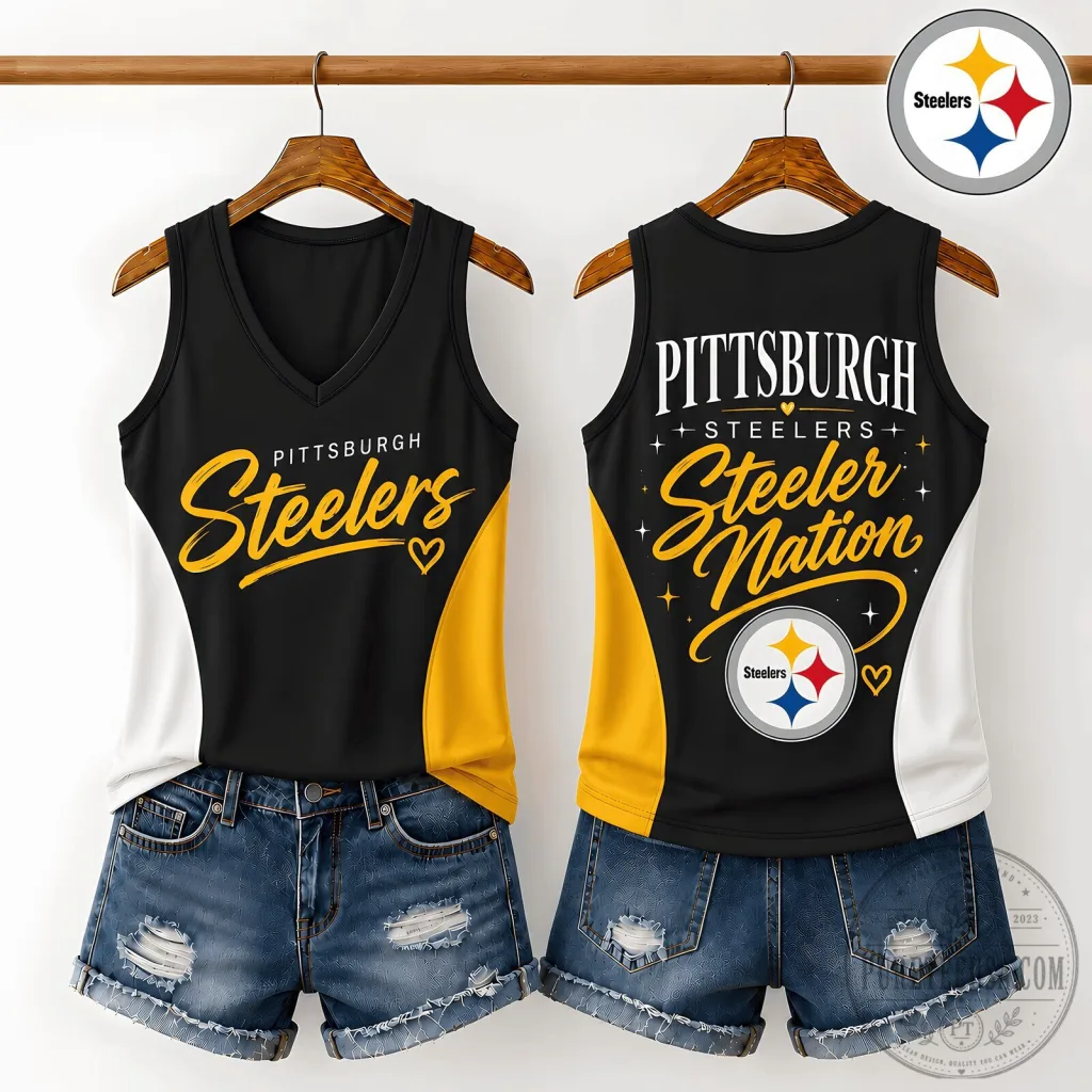 Pittsburgh Steelers Football Team Women's V-Neck Sleeveless Tank Top Pittsburgh Steelers Football Team Women's V-Neck Sleeveless Tank Top