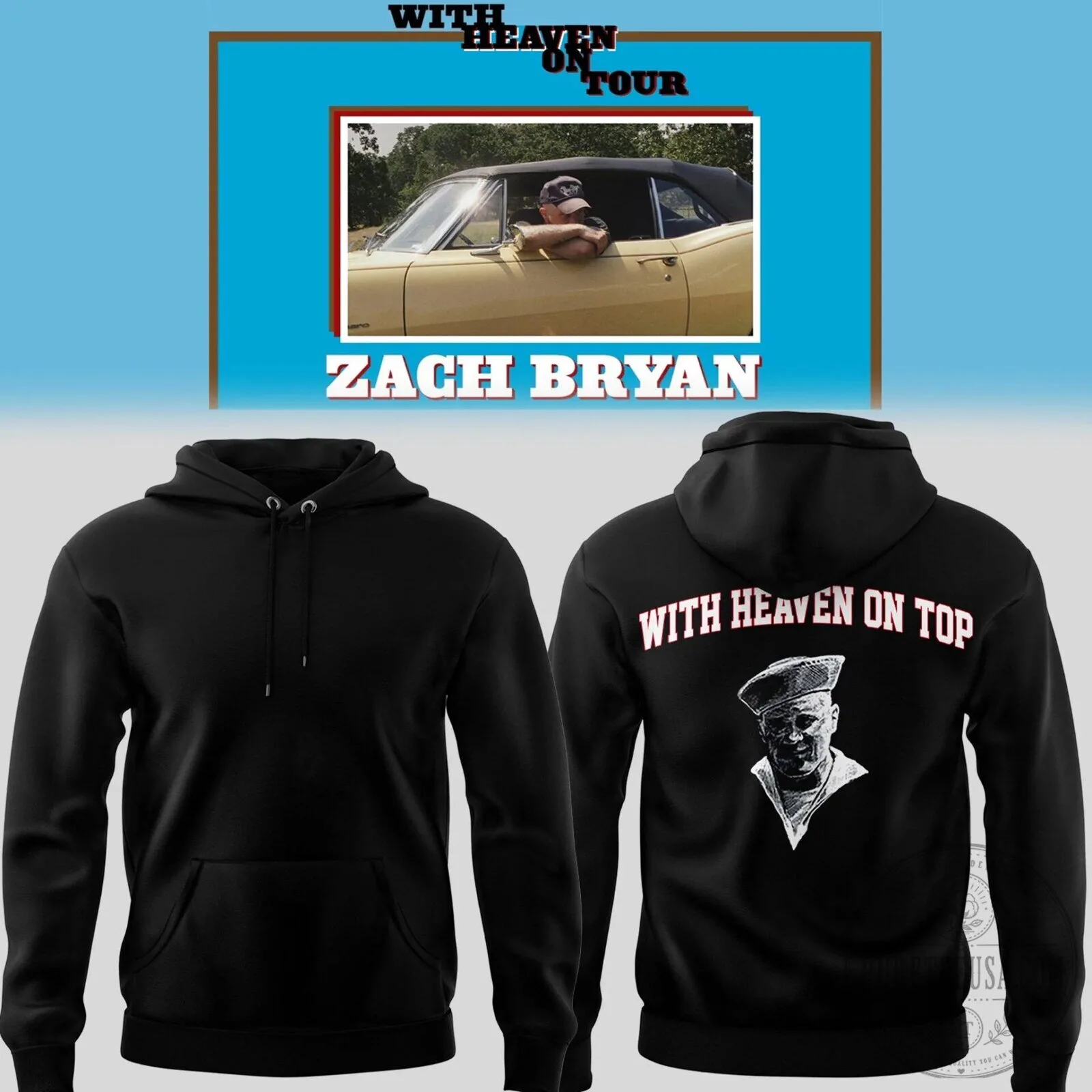 Zach Bryan With Heaven On Tour 2026 Concert Music Fan Hoodie